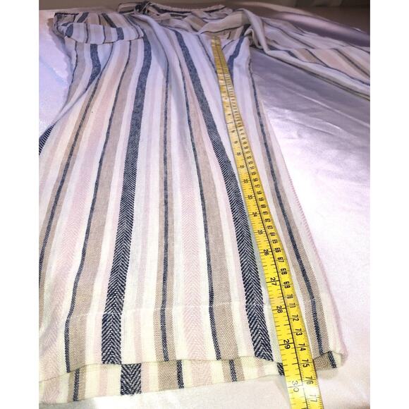 Marissa Olivia Linen Blend Stripe Boho Beach Pants Elastic Waist Pockets Size PL - Picture 7 of 9